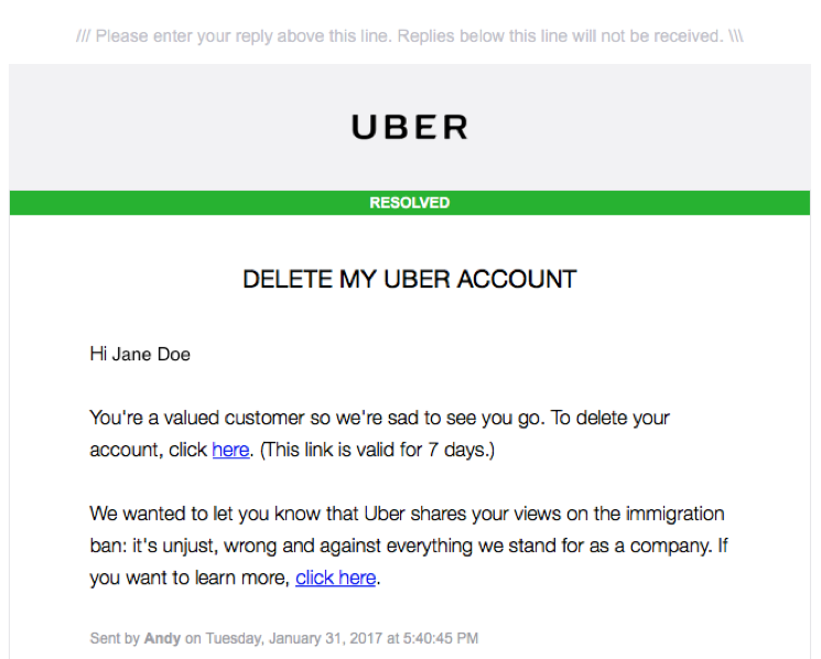 Delete Uber